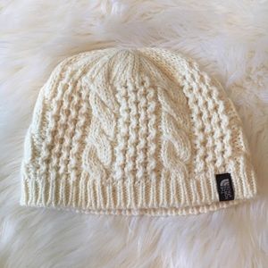 *SOLD* Cream Knit North Face Beanie