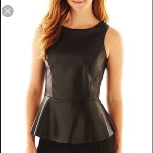 Worthington faux leather peplum top medium