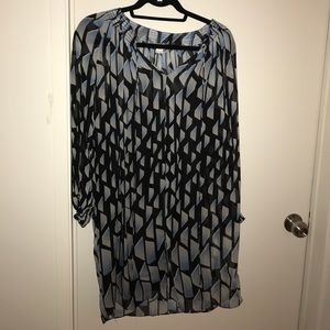 DVF blue chiffon kaftan dress