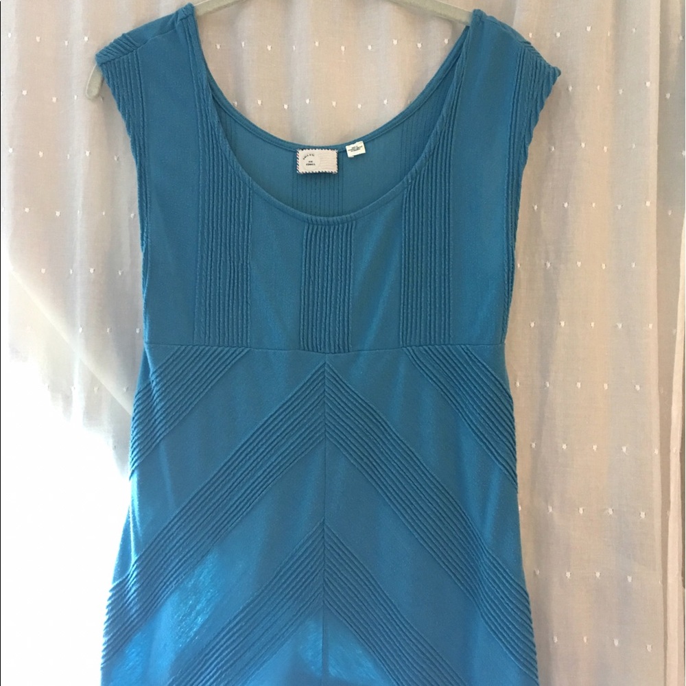 Anthropologie blue chevron top extra small