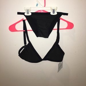 black bikini (top and bottom)