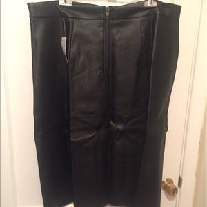 Faux leather plus knee length skirt
