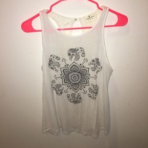 white tank top with elephant designs