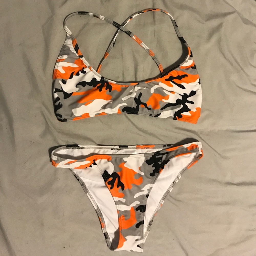 Kylie Camo Collection Orange Camo Bikini NWT