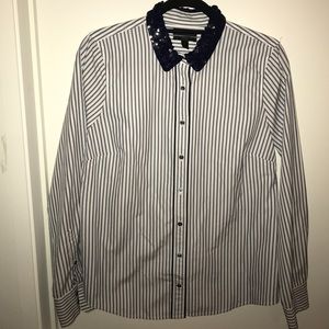 J.Crew sequin collar Perfect Shirt