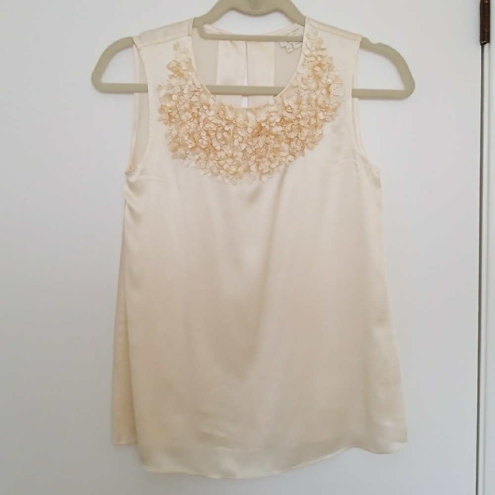 Kate Spade ivory silk embellished blouse