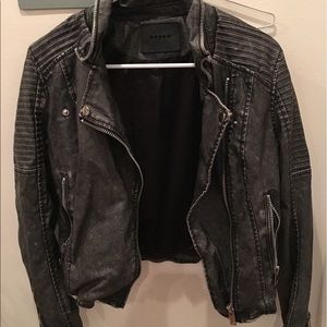 Faux grey leather jacket