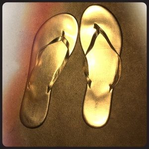 Gold David's Bridal flip flops size 9
