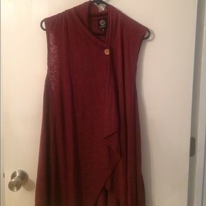 Long vest maroon 1 button plus 3x