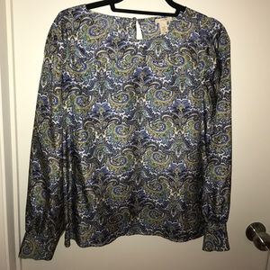 J.Crew silk paisley print top