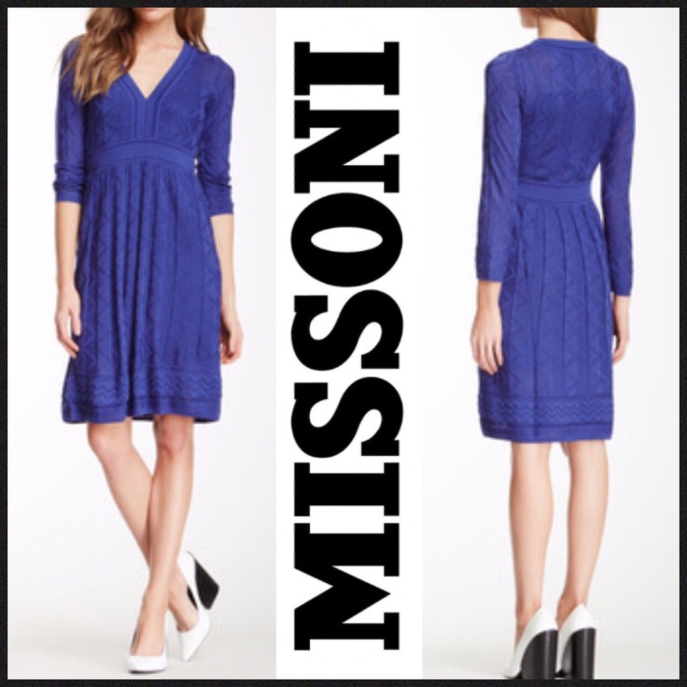 M Missoni Royal Blue Knit Zigzag Dress, Worn Once