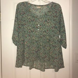 Green Printed Babydoll Shirt