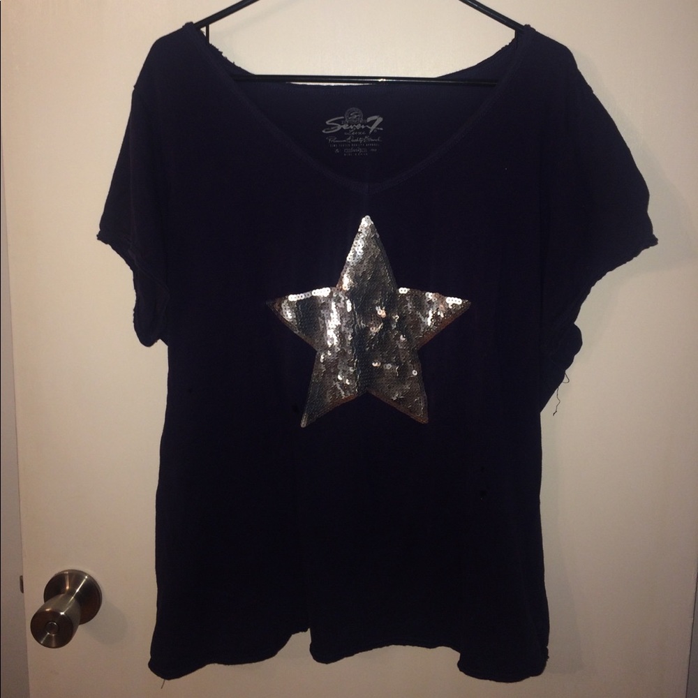 T-shirt navy silver star plus 22/24