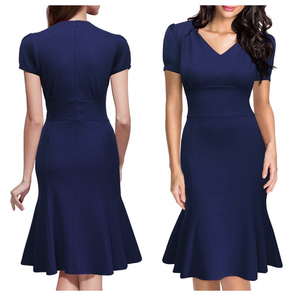 Small Navy V neck dress