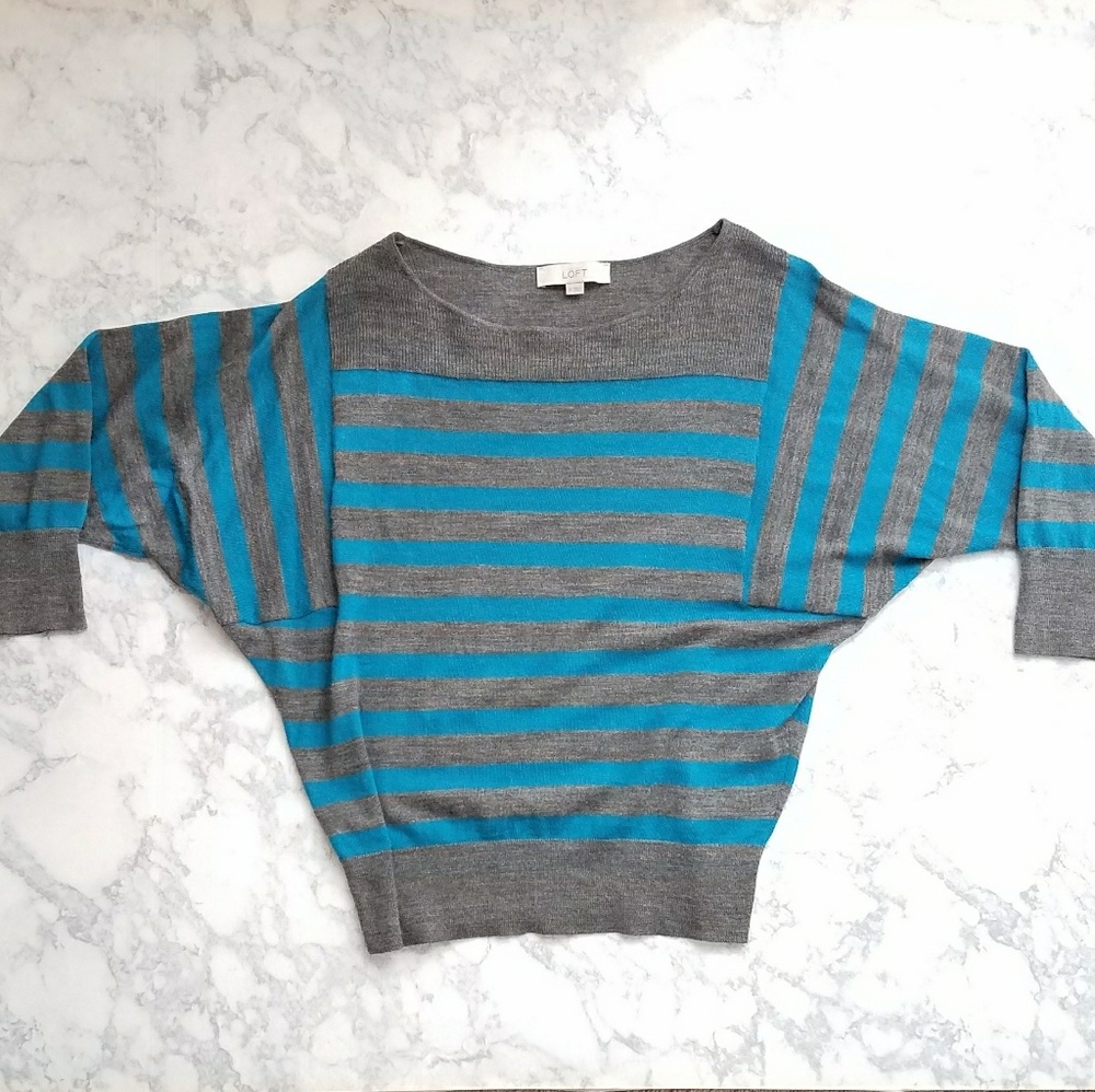 LOFT Striped Dolman-sleeve Sweater