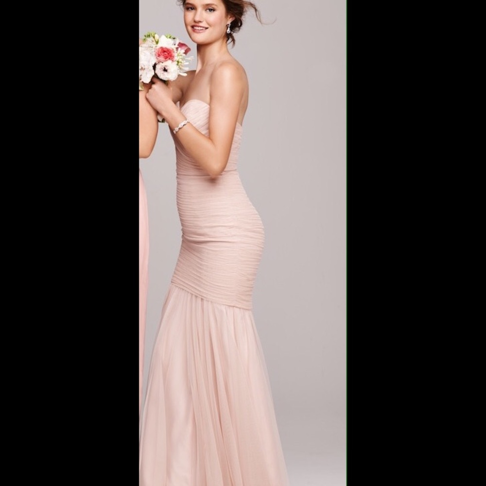 Amsale blush chiffon/ tulle bridesmaid dress