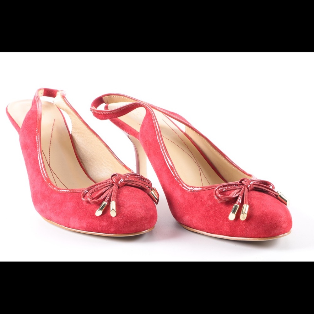 KATE SPADE soft red suede slingback heels