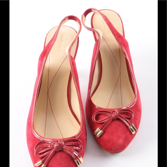 KATE SPADE soft red suede slingback heels - Picture 2 of 8