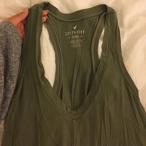 Green American Eagle Racer back rank top