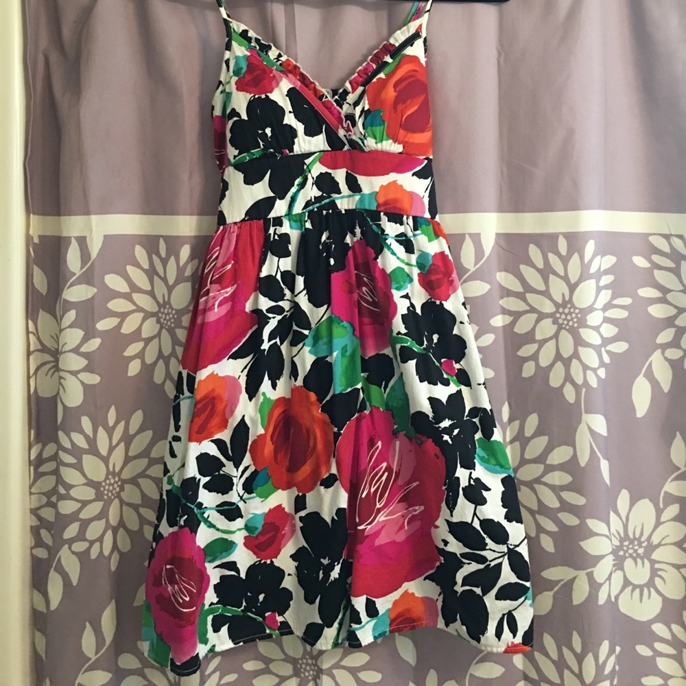Multi color floral print dress