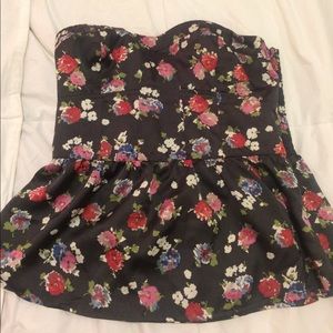 Strapless floral top