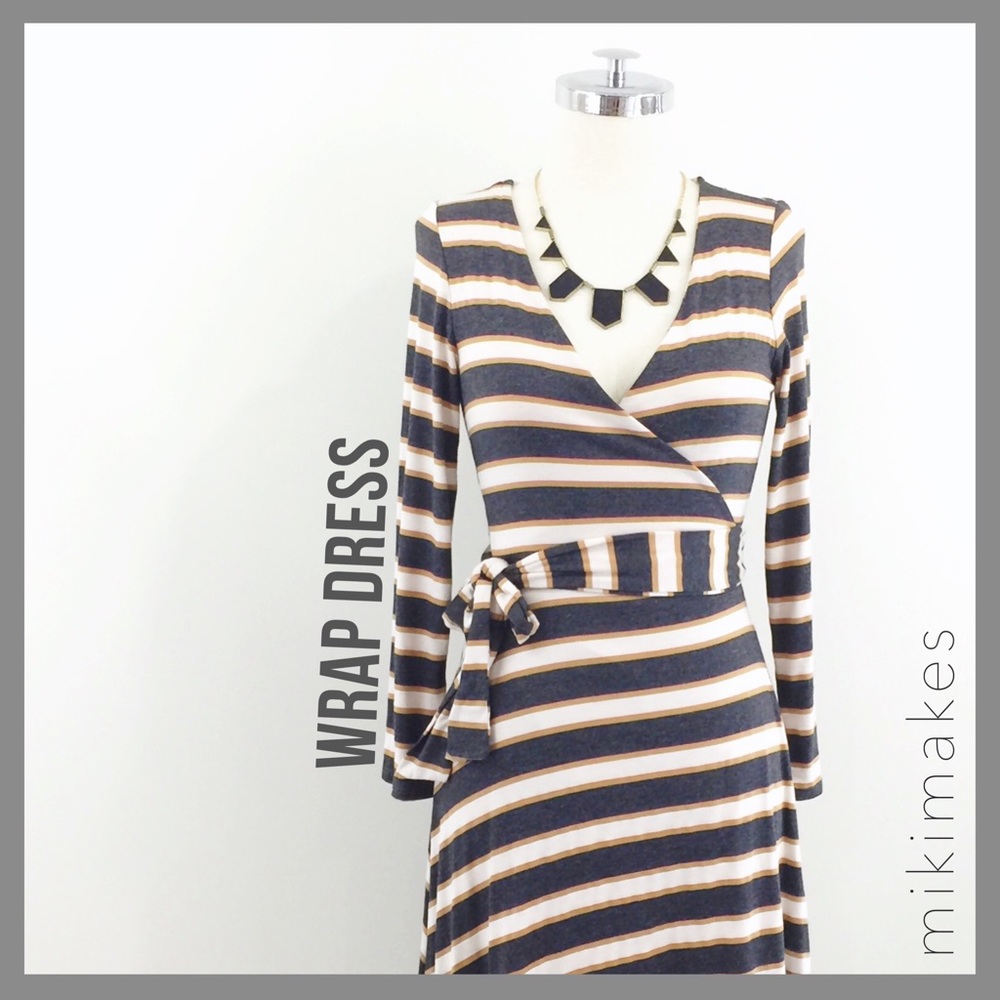 [ lani ] striped jersey wrap dress belt