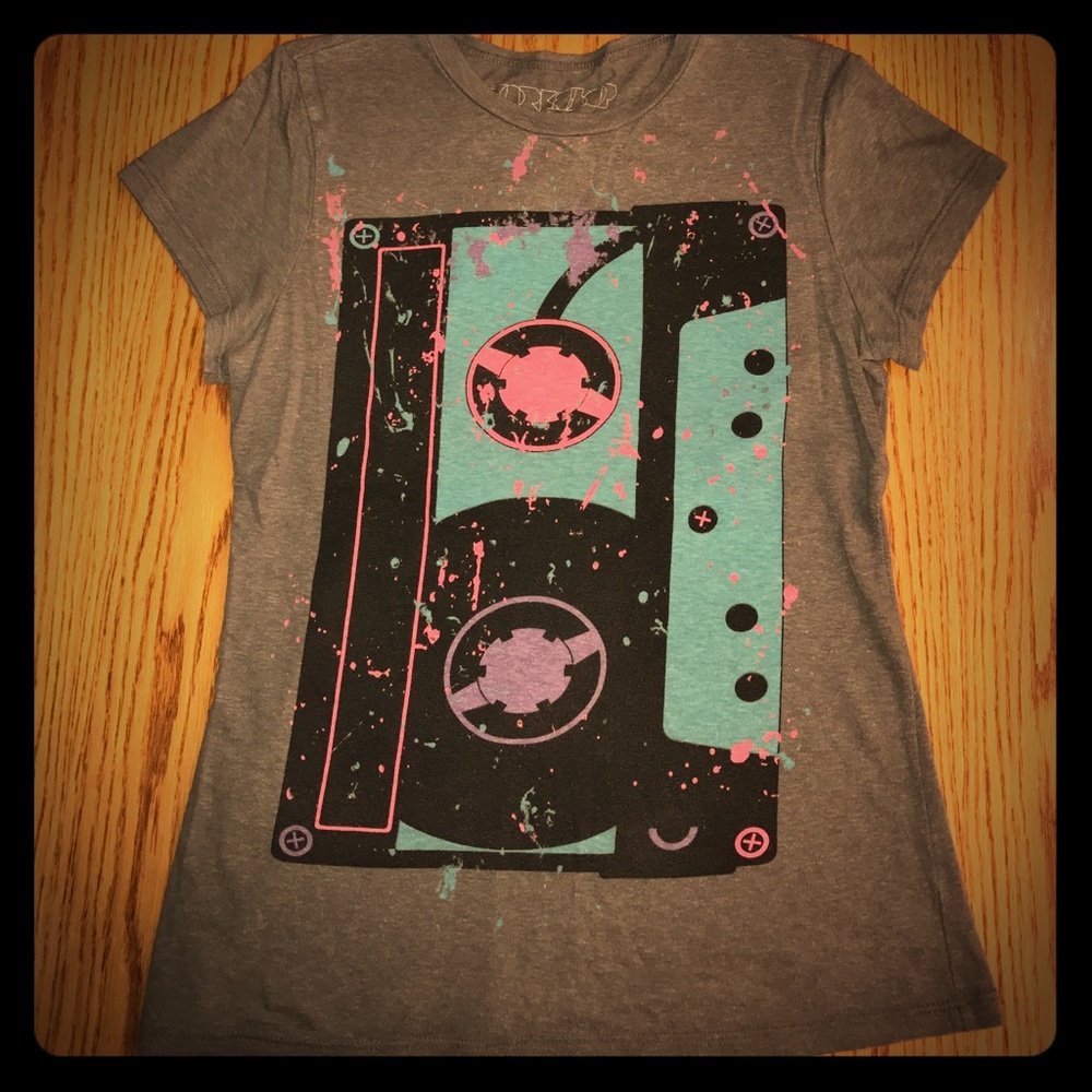 Workshop Grey Neon Cassette Tape Graphic T-Shirt