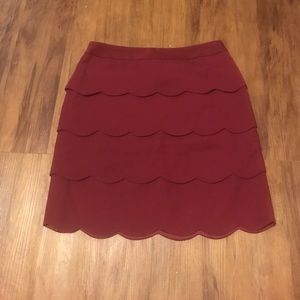 Maroon scalloped Loft skirt