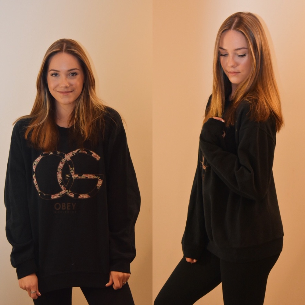 OBEY black sweatshirt with rose pattern