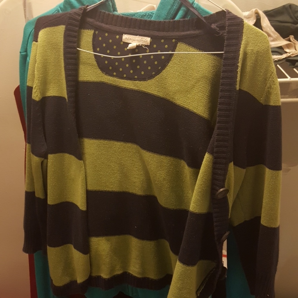Blue and green cardigan