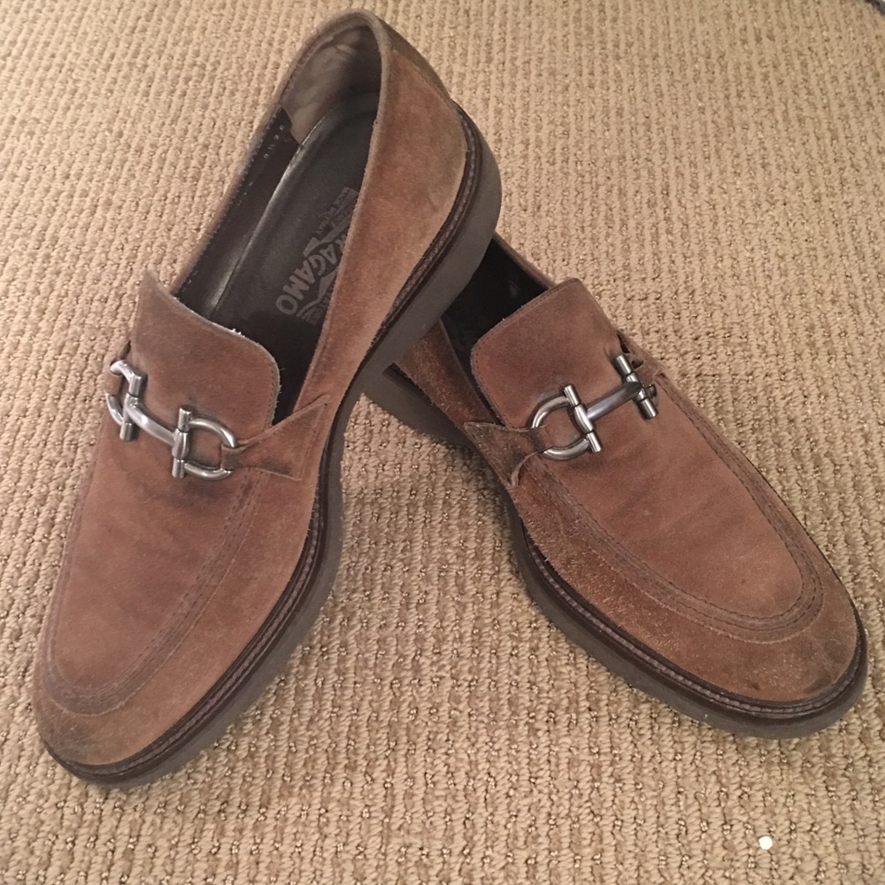 Ferragamo Men's Suede Loafers Size 9 1/2