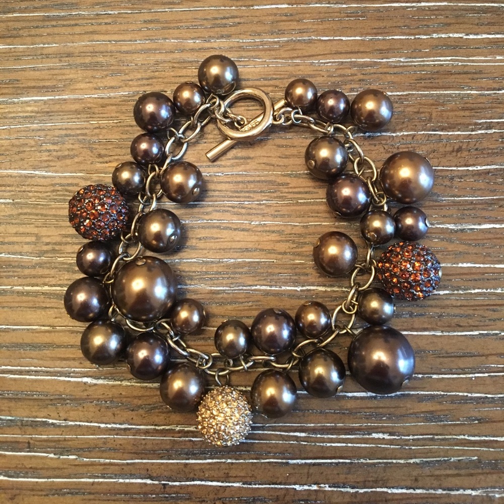 Carolee Crystal and Bronze Pearl Bracelet