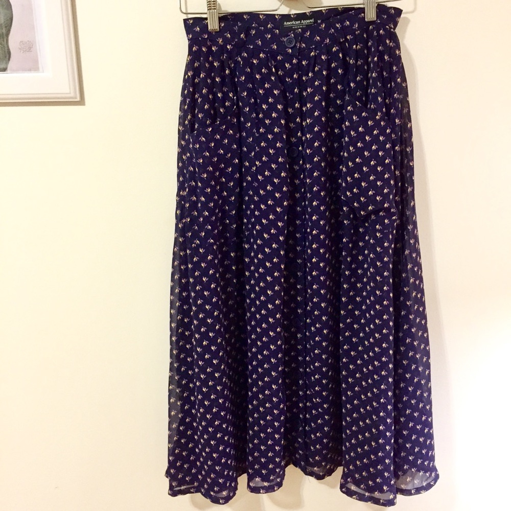 America Apparel Chiffon Midi Skirt