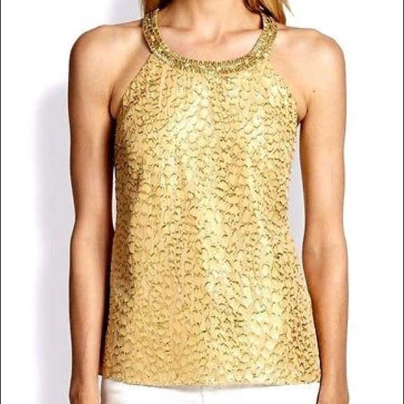 Lilly Pulitzer Tops - Lilly Pulitzer Beaded Gold Halter Top Lilly Pulitzer Tops - Lilly Pulitzer Beaded Gold Halter Top