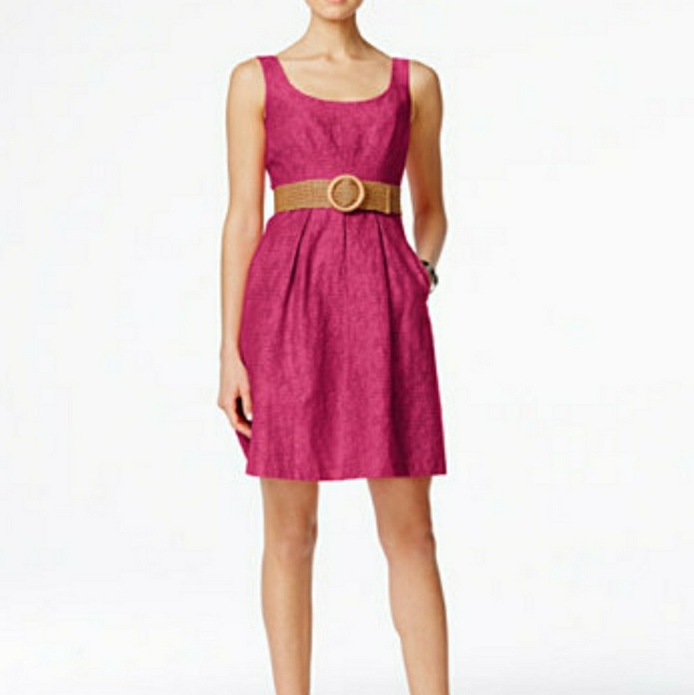 Nine West Belted Burnout Fit & Flare Dress