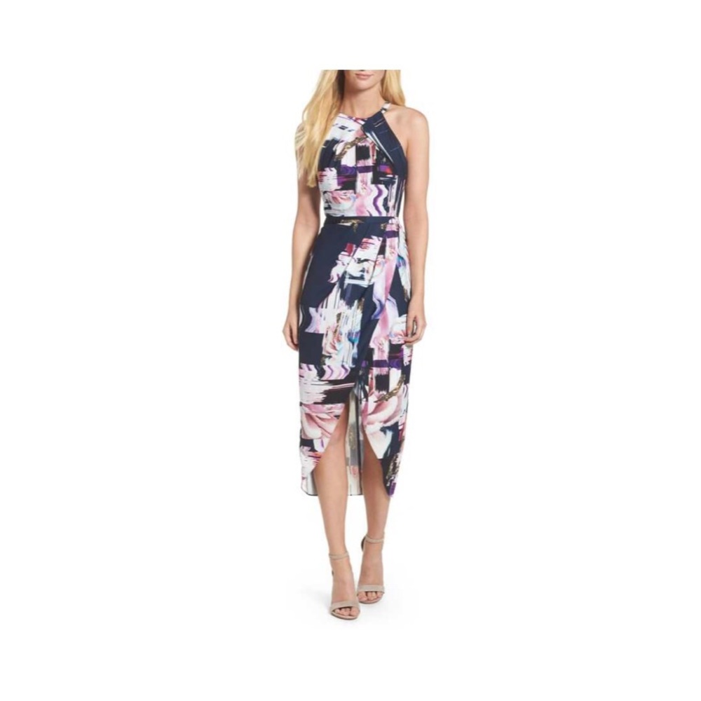 Floral Faux Wrap Dress