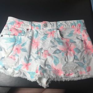 Tropical Denim Shorts