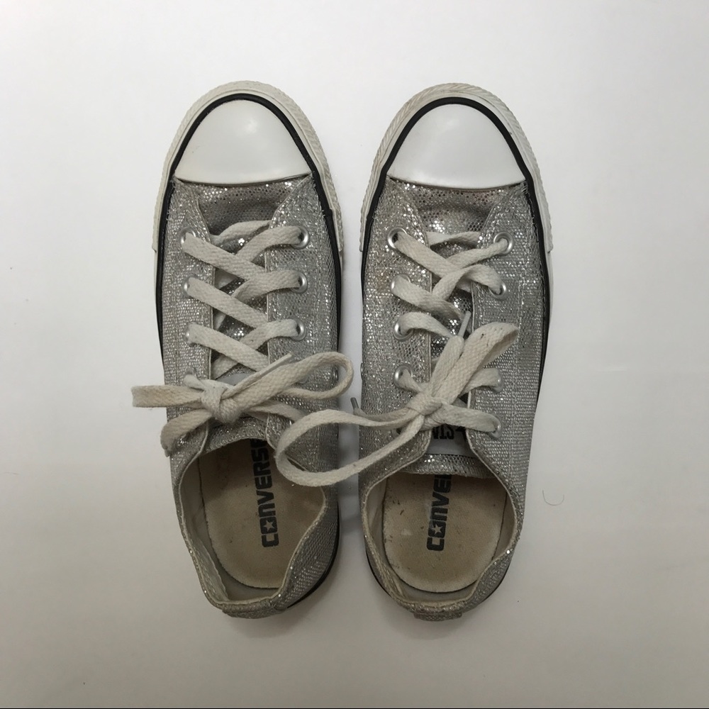 Converse Glitter Silver Chuck Taylor Lo Sneakers - Picture 7 of 7