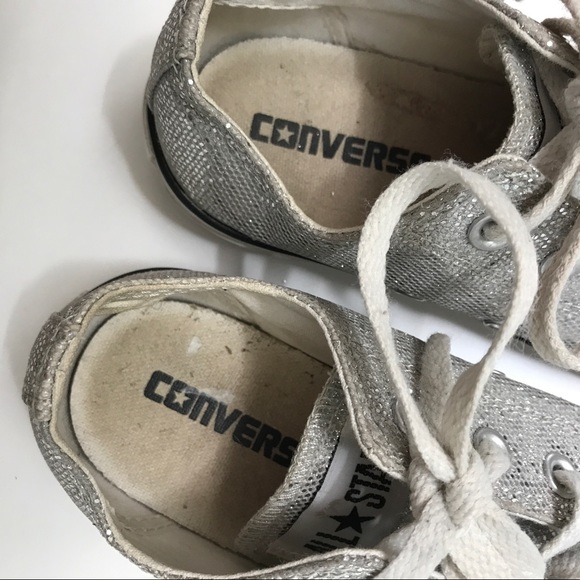 Converse Glitter Silver Chuck Taylor Lo Sneakers - Picture 3 of 7