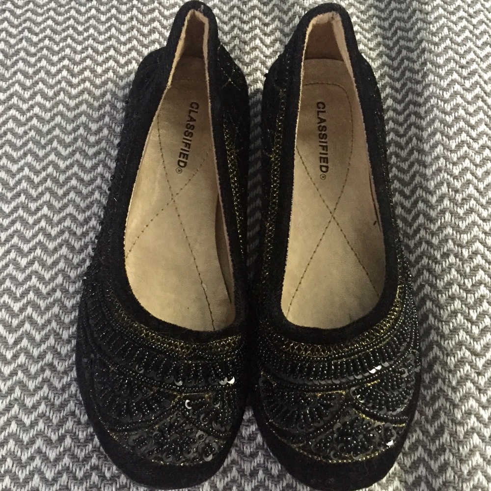 Velvet Beaded Ballet Flats