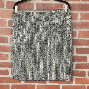 Brooks Brothers Black and White Slub Tweed  Skirt