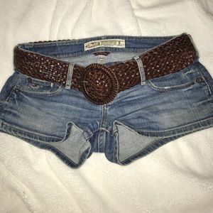 Hollister denim shorts with brown belt - size 0