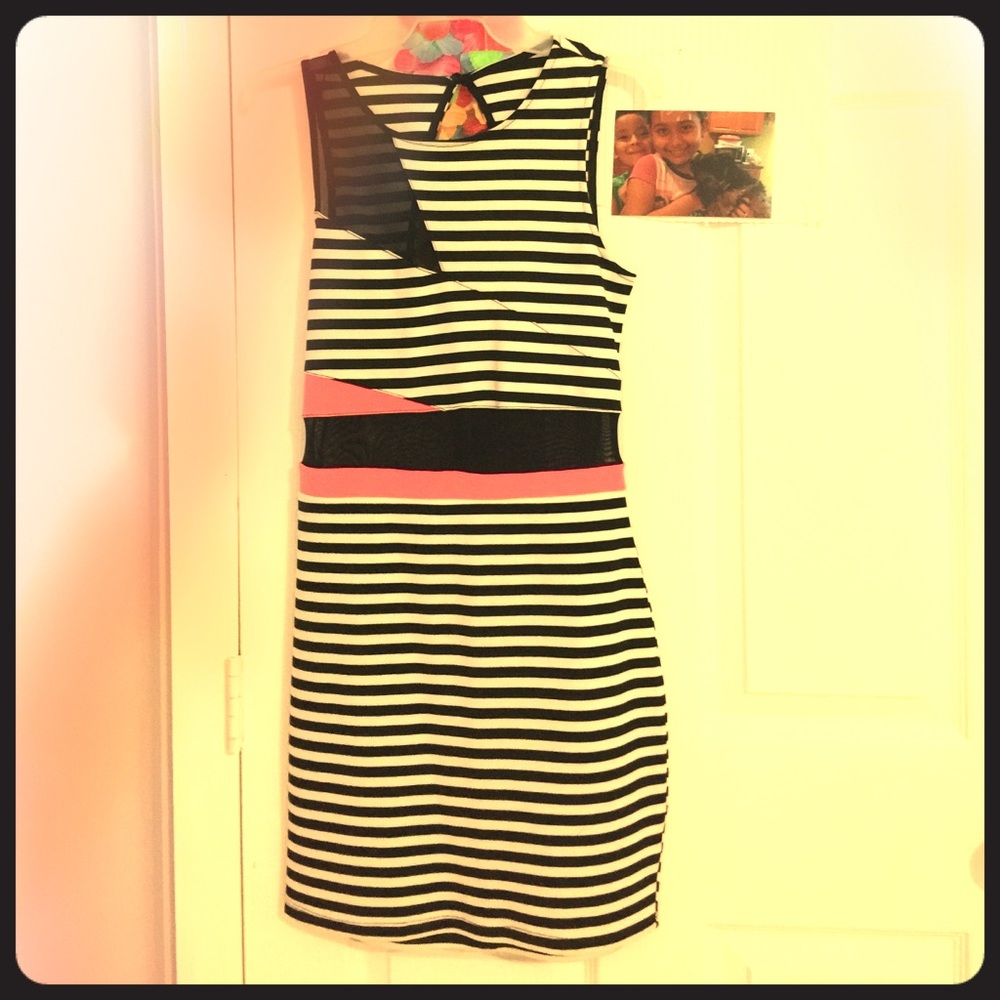 Black and while strip dress