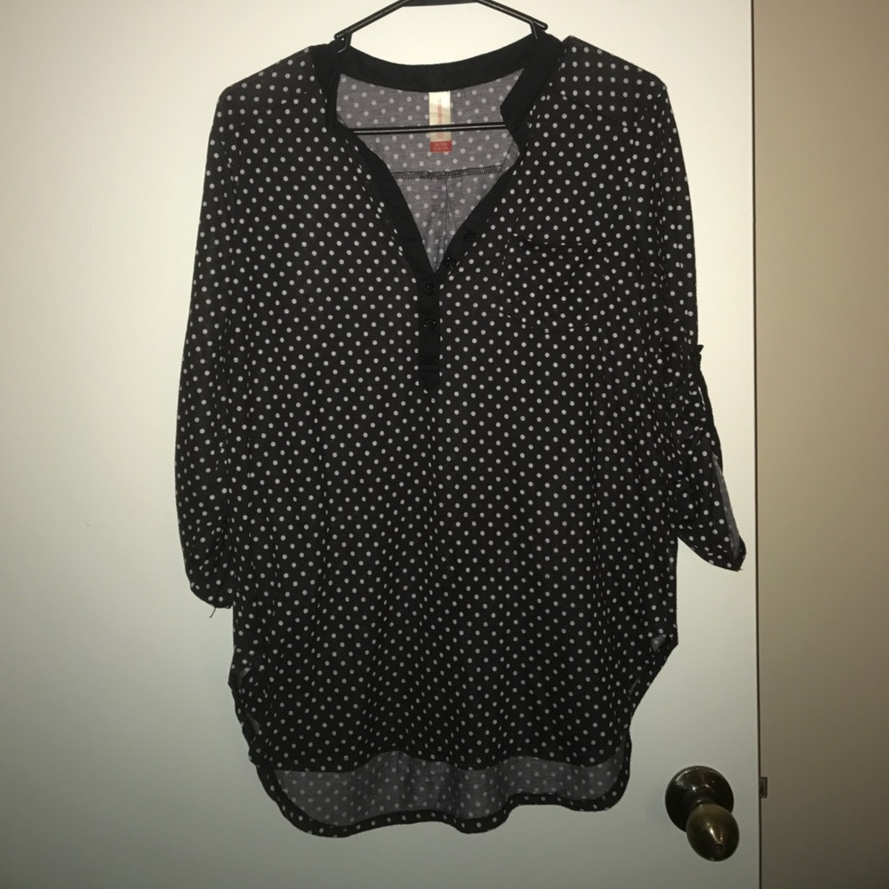 Black and white polka dot blouse