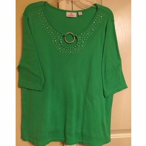 Quacker Factory green rhinestone top