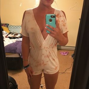 Pink and white tie dye romper