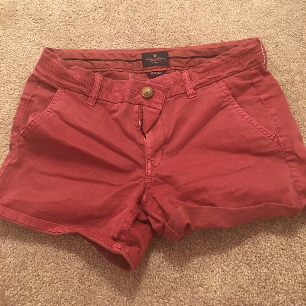 American Eagle Red Midi Shorts