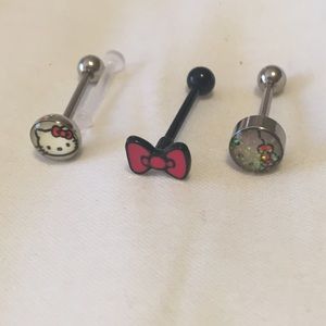 Hello Kitty tongue rings