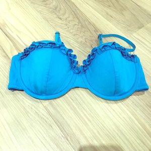 H&M blue ruffle cup bikini top
