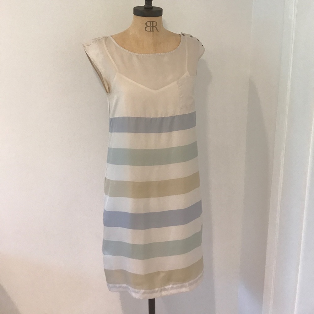 Odille Dress Sz.2 Cream with pastel colord strips
